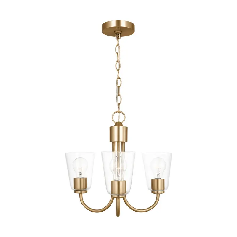 Miles Three Light Chandelier Satin Brass