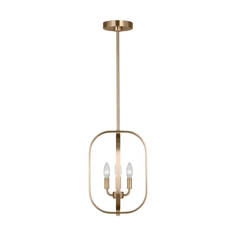 Loretto Three Light Chandelier Satin Brass