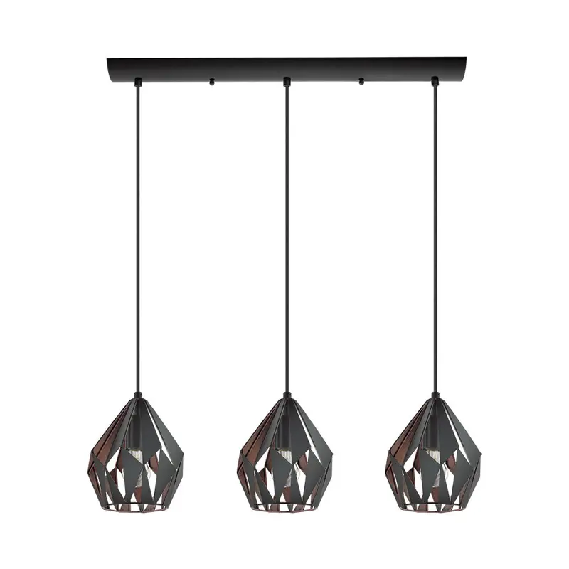 Carlton Three Light Pendant Black