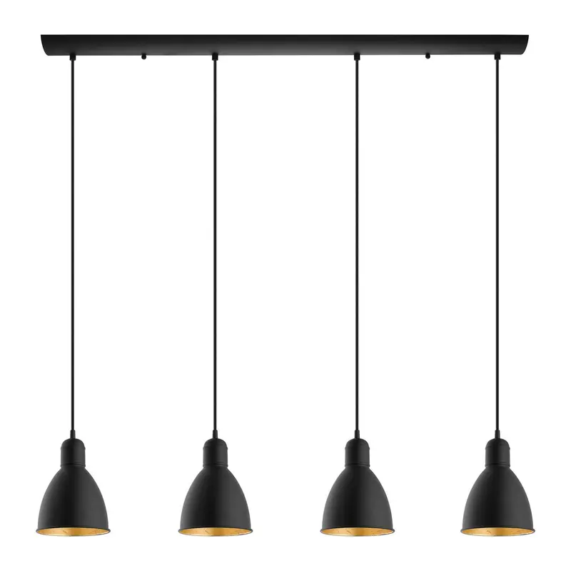 Priddy Four Light Pendant Black/Gold