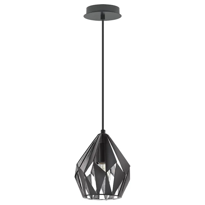 Carlton One Light Pendant Matte Black & Silver