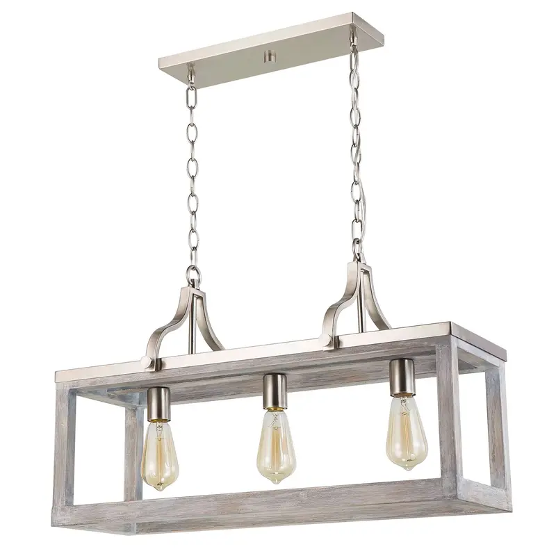 Montrose Three Light Linear Pendant Acia Wood & Brushed Nickel