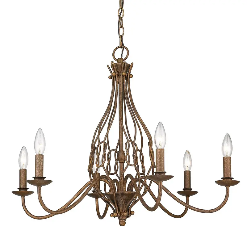 Antoinette Six Light Chandelier Burnished Chestnut