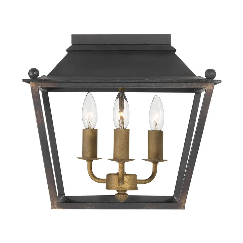 Christoff Three Light Flush Mount Antique Black Iron