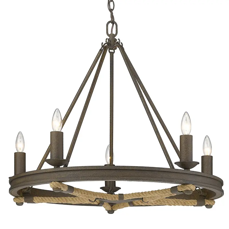 Stokes Five Light Chandelier Dark Rust