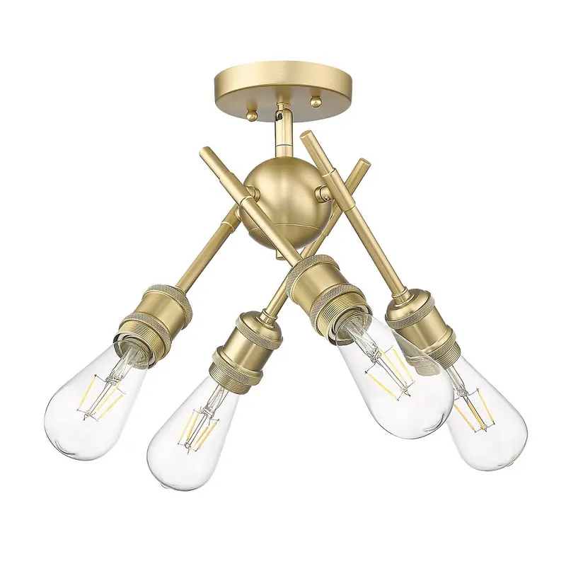 Axel Four Light Semi-Flush Mount Brushed Champagne Brass