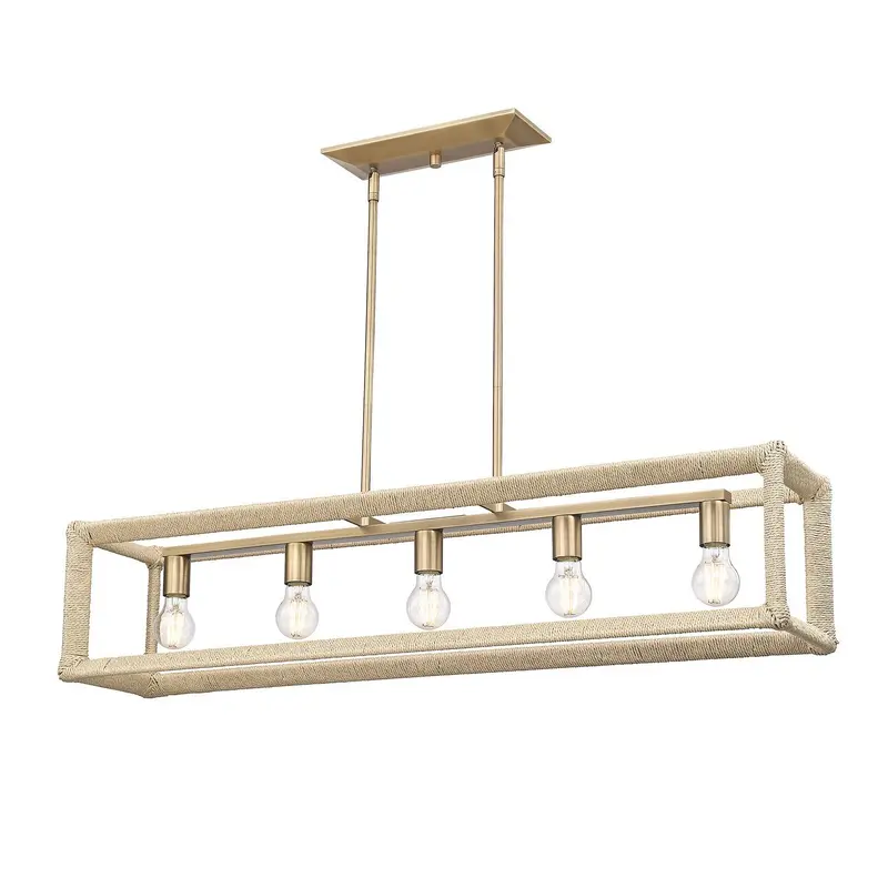 Kimber Five Light Linear Pendant Modern Brass