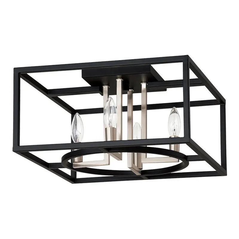Mundazo Four Light Ceiling Mount Black & Brushed nickel