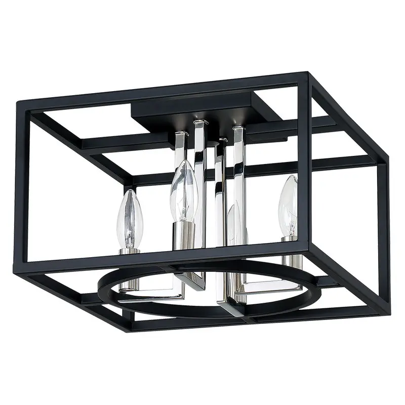Mundazo Four Light Ceiling Mount Black & Chrome