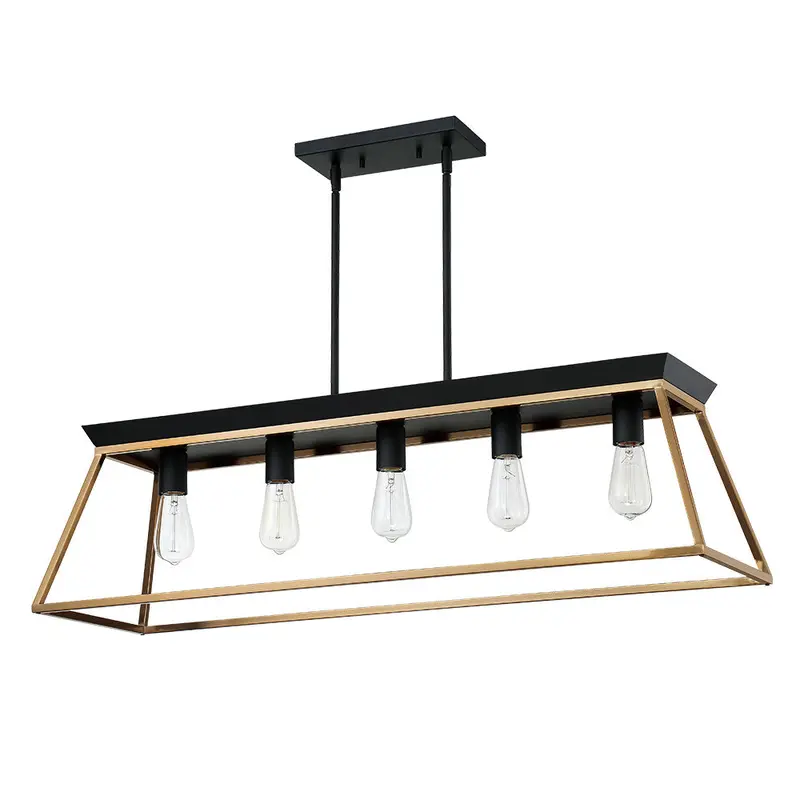 Paulino Five Light Pendant Brushed Gold & Matte Black