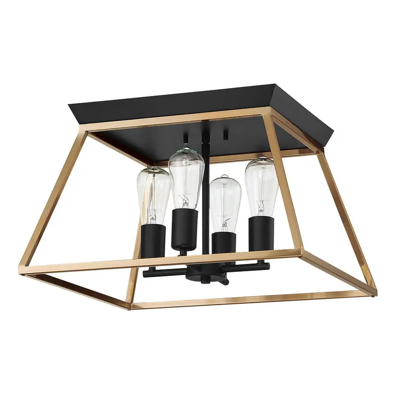 Paulino Four Light Ceiling Mount Brushed Gold & Matte Black
