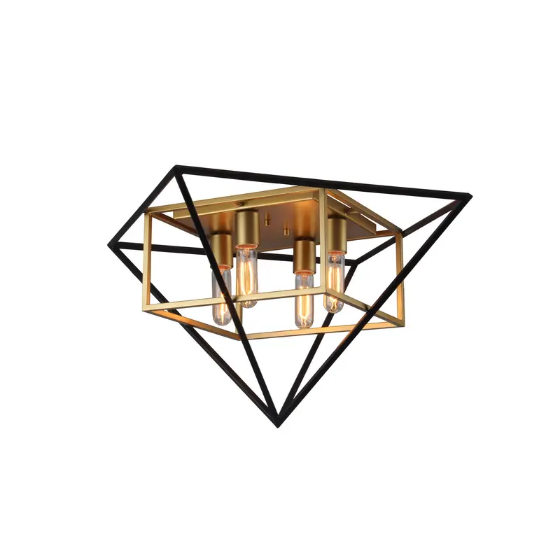 Pryor Four Light Ceiling Mount Antique Gold/Black