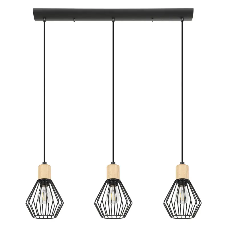Palmorla Three Light Pendant Structured Black
