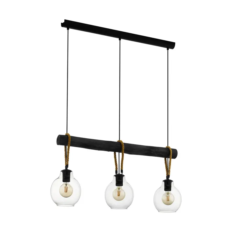 Roding Three Light Pendant Structured Black
