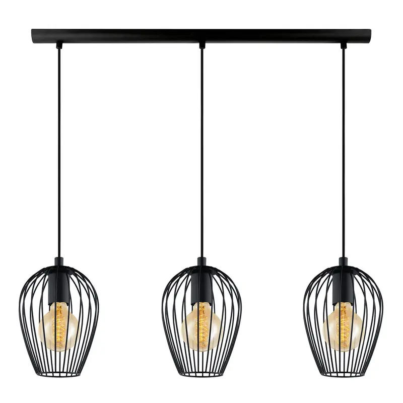 Newtown Three Light Pendant Black