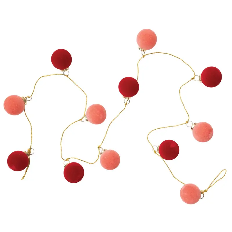 72" Flocked Glass Ball Ornament Garland