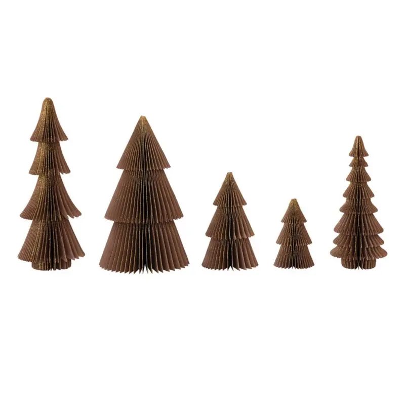 Paper Folding Honeycomb Trees Set of 5 (Brown)