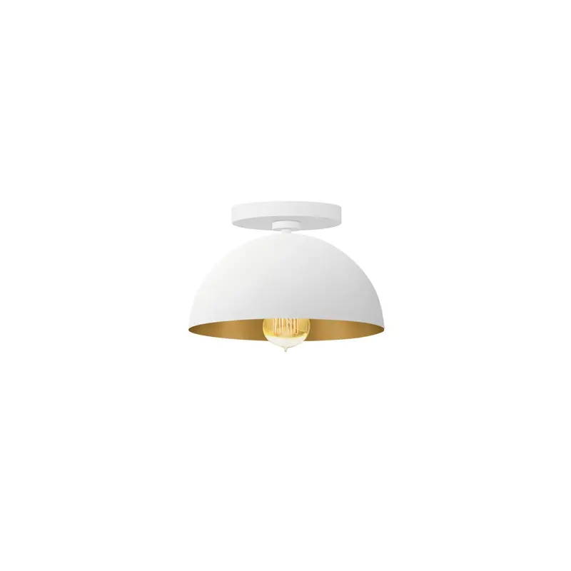 One Light Semi-Flush Mount Matte White w/ Champagne Gold