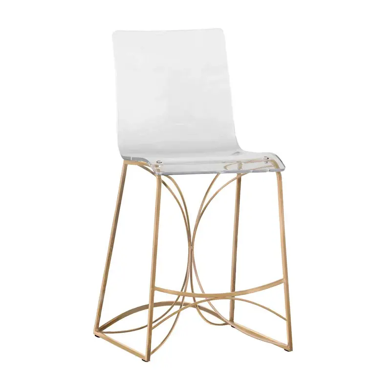 Angela Counter Stool Antique Gold/Clear Acrylic