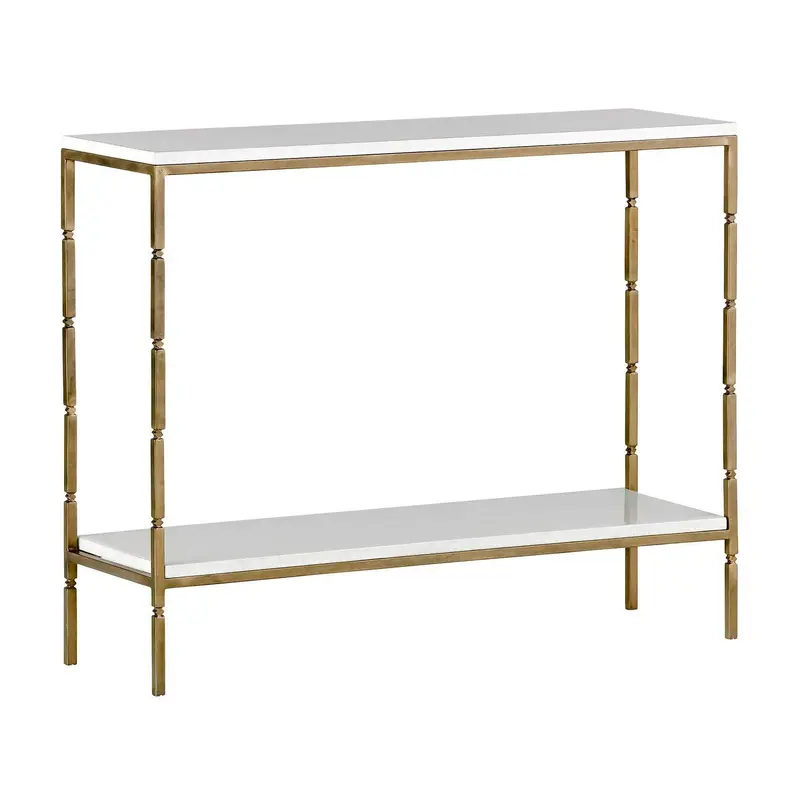 Bryson Console Brushed Brass|White Seagrass