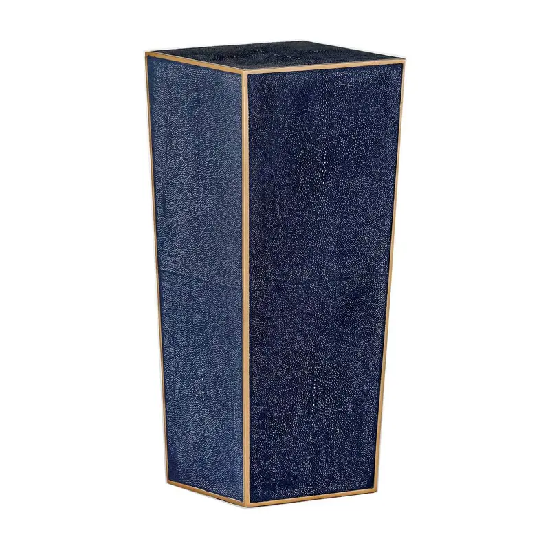 Cecil Drinking Table Antique Gold|Navy Blue Faux Shagreen