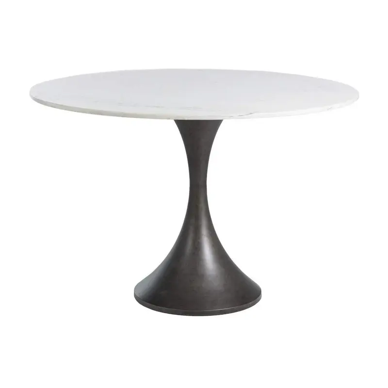 Cortez Table White & Gold Flecked Marble|Burnished Bronze