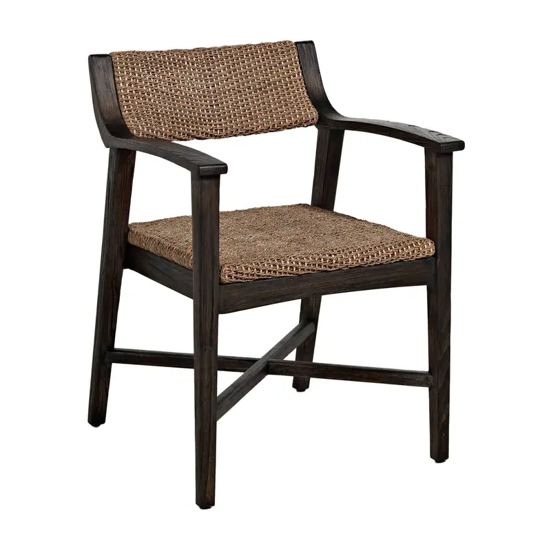 Richard Arm Chair Dark Brown Rubber Wood|Natural Seagrass