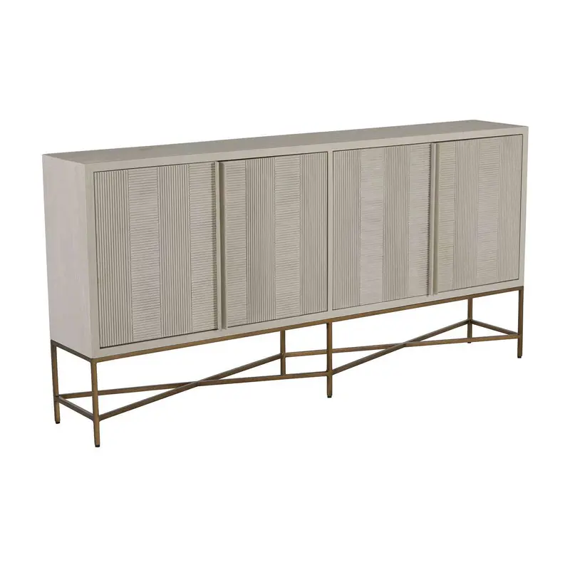Carol Sideboard Cerused White|Stained Brass