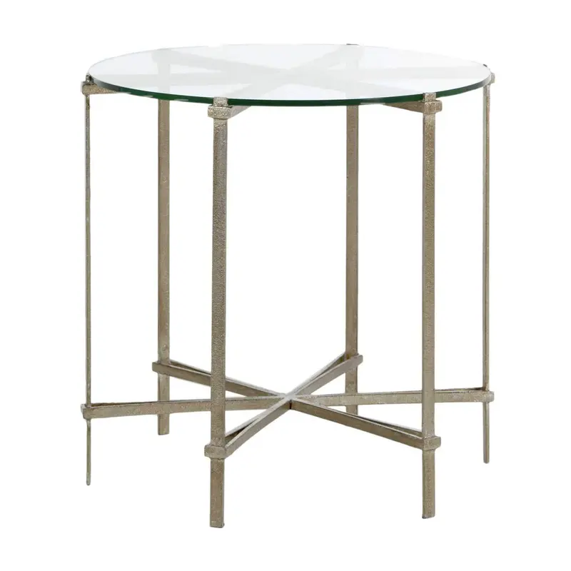 Clarissa Side Table Textured Champagne|Tempered Glass