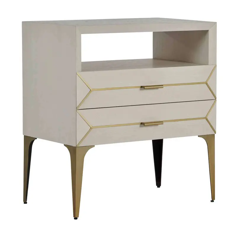 Whitley Nightstand Stained Brass|Cerused White