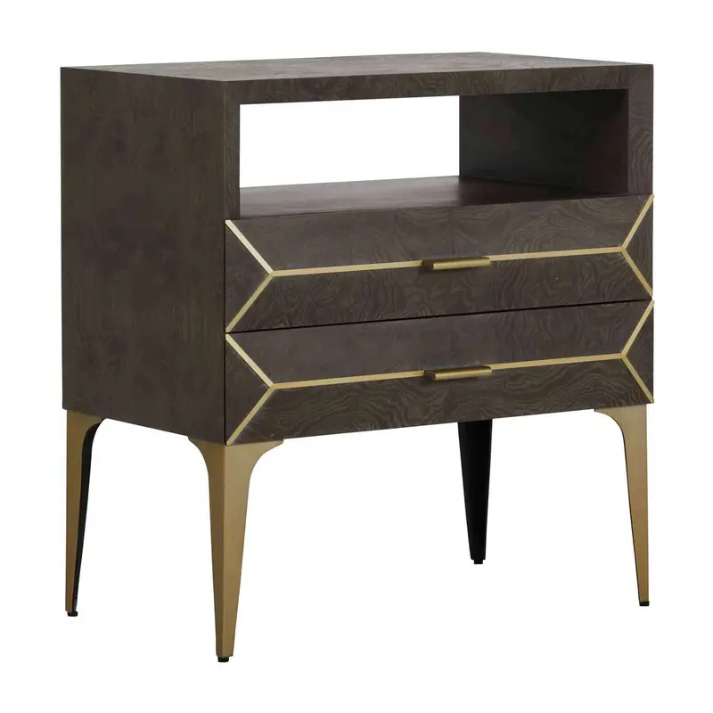 Westville Nightstand Stained Brass|Dark Gray Burl