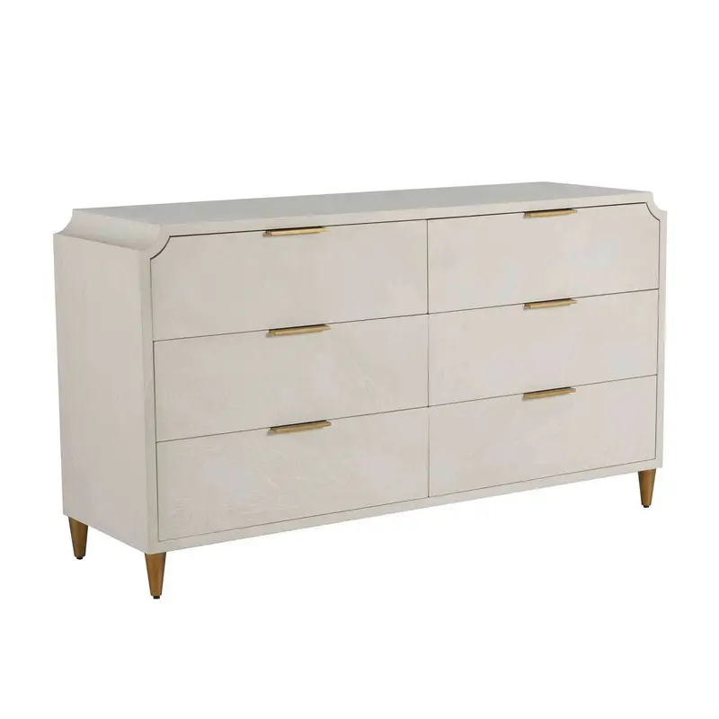Chiri Chest Cerused White|Stained Gold