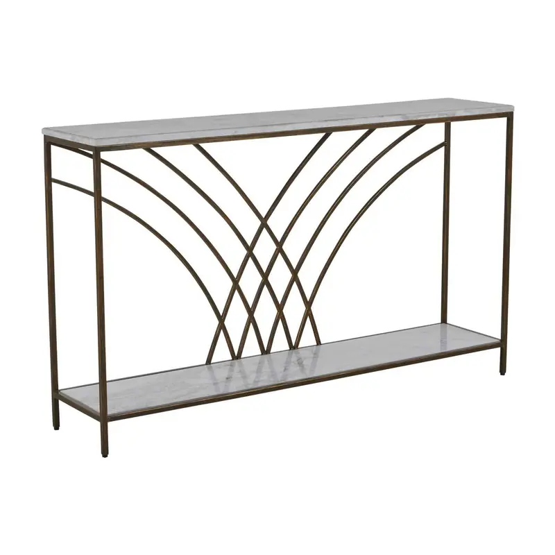 Felding Console Table Volakas Marble|Brushed Copper