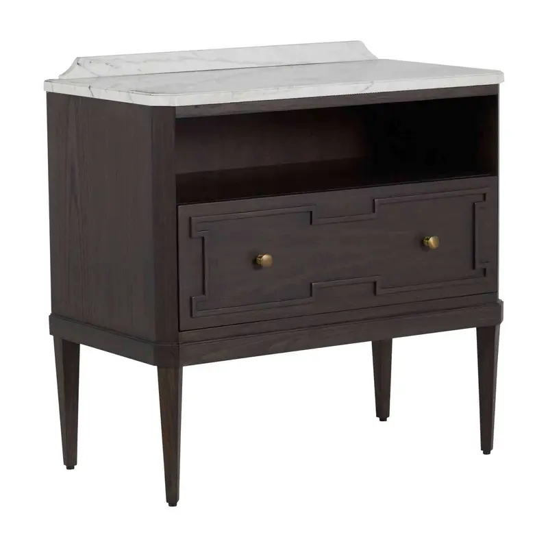 Glenwood Nightstand Forest Black|Agros White Stone|Brass