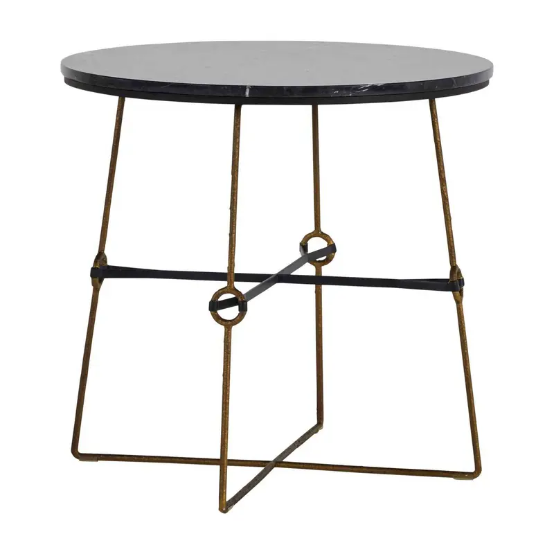Stefan Side Table Black Marble|Textured Stain Brass|Black Metal