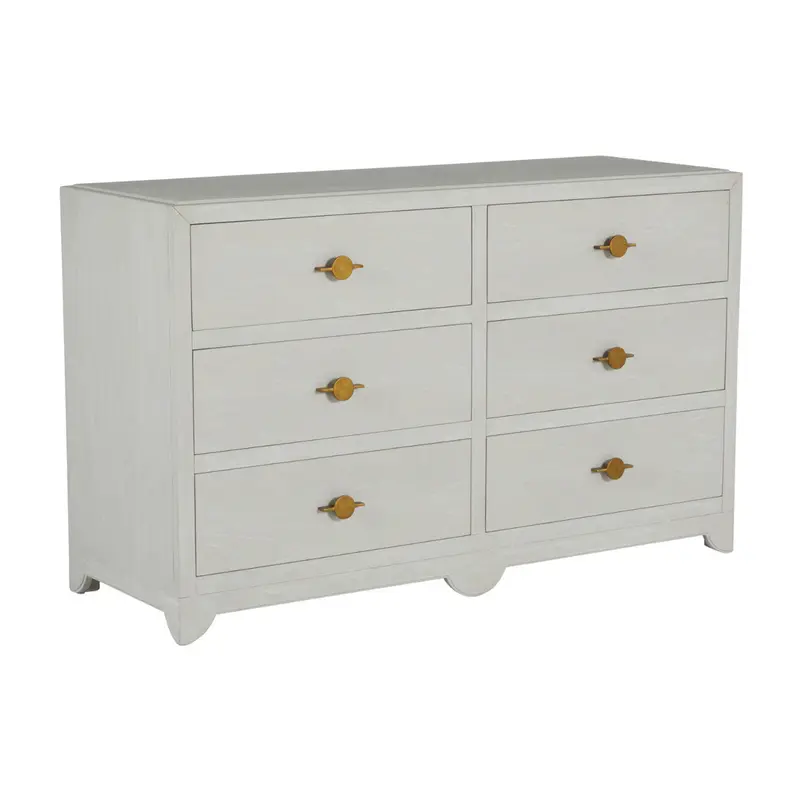 Fairmont Dresser Cerused White|Stained Gold