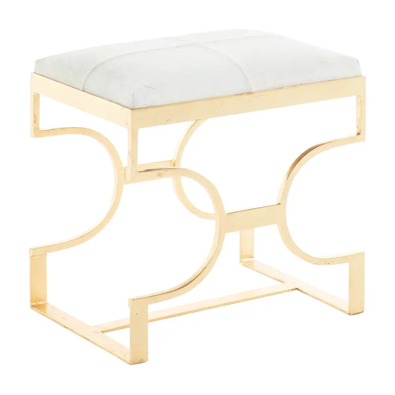 Connelly Stool Royale Leaf|Natural Ivory Hide