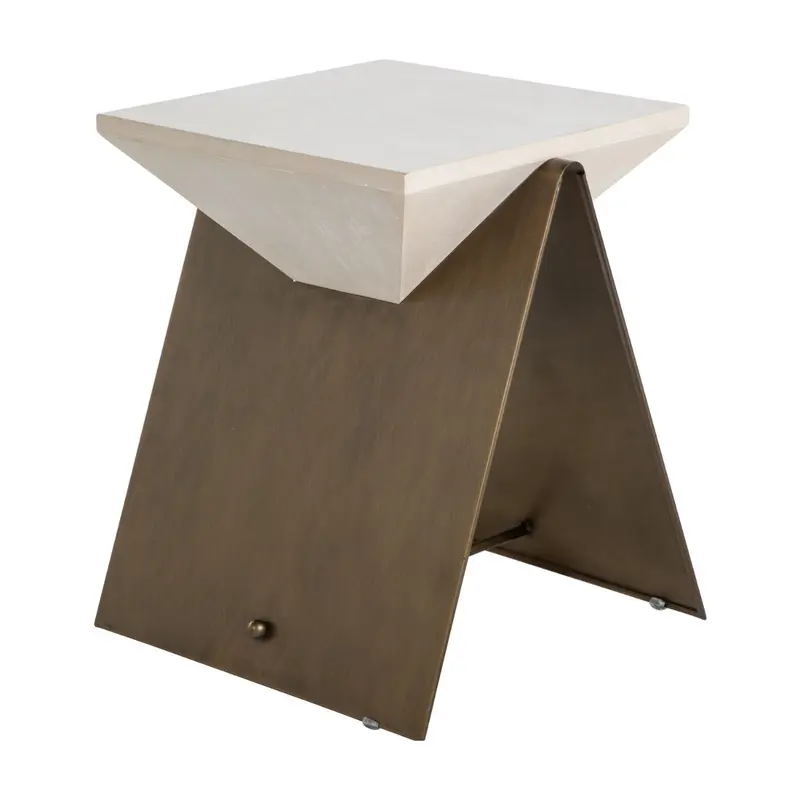 Cornet Side Table Cerused White|Brushed Brass