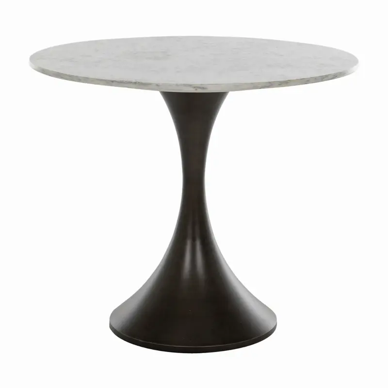 Cortez Bistro Table White & Gold Flecked Marble|Burnished Bronze