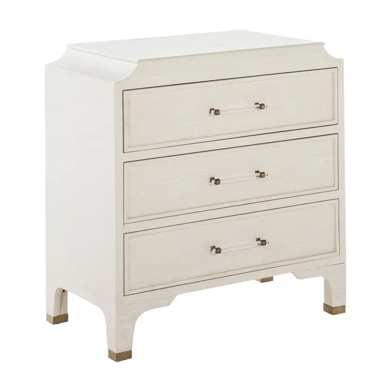 Alexandra Chest Cerused White|Clear Acrylic|Stained Gold