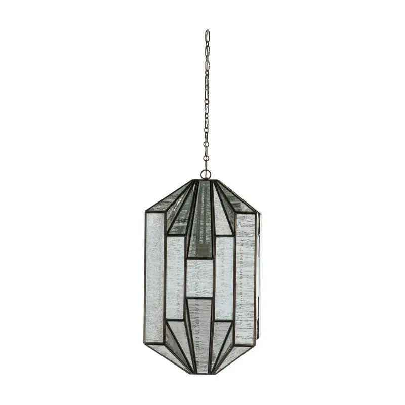 Emilio One Light Pendant Antique Brushed Brass|Silver Mercury Glass