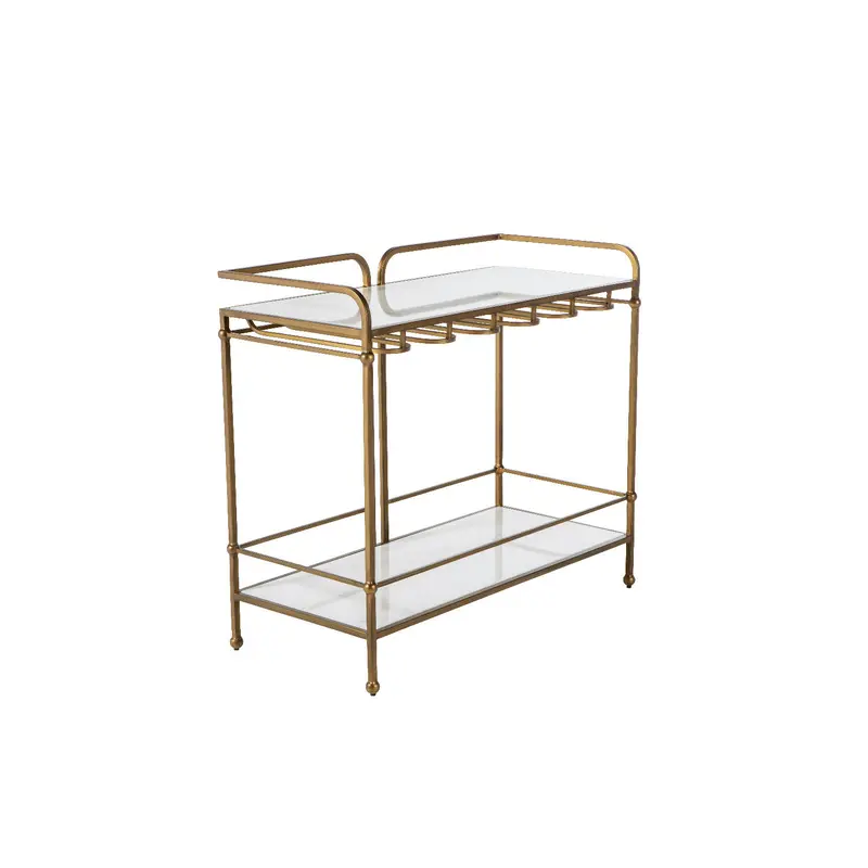 Thia Bar Console Brushed Brass|Roman White Marble