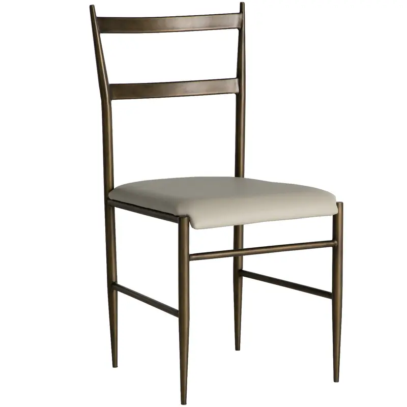 Ward Dining Chair Brushed Brass|White Leather