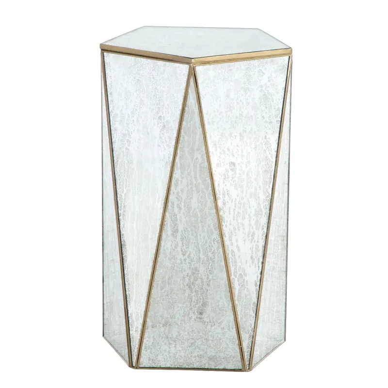 Tindell Drinking Table Polished Brass|Mercury Glass