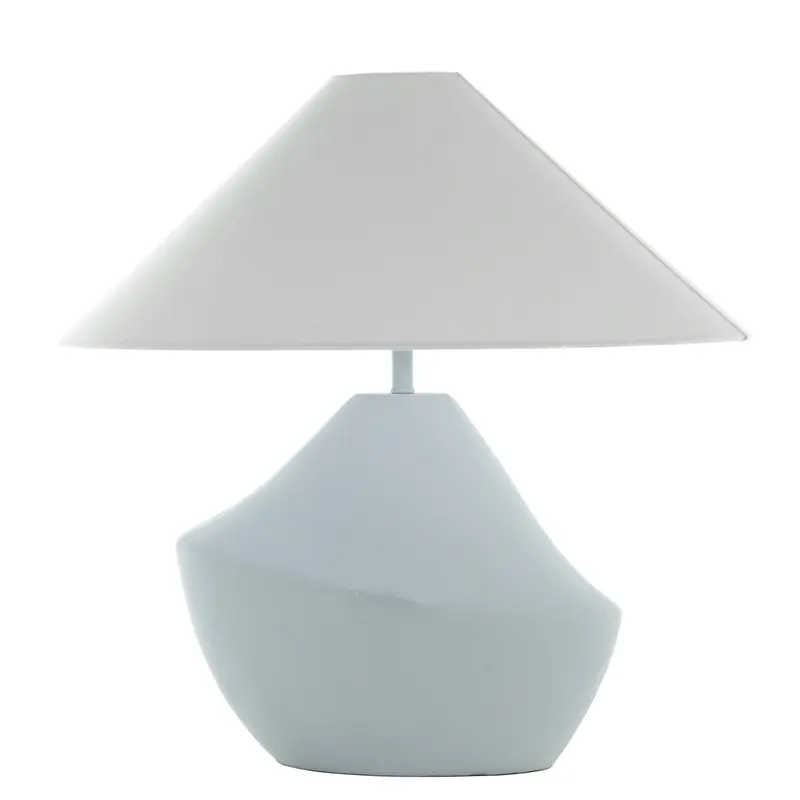 Ares One Light Table Lamp Plaster Blue|Feather White Linen