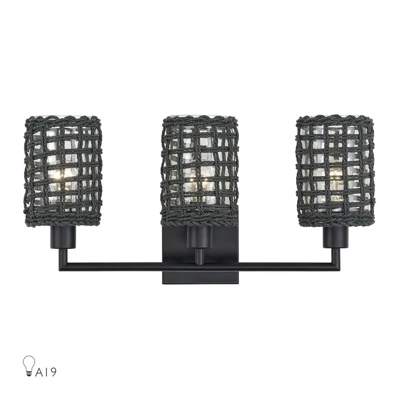 Twinewell Three Light Vanity Black