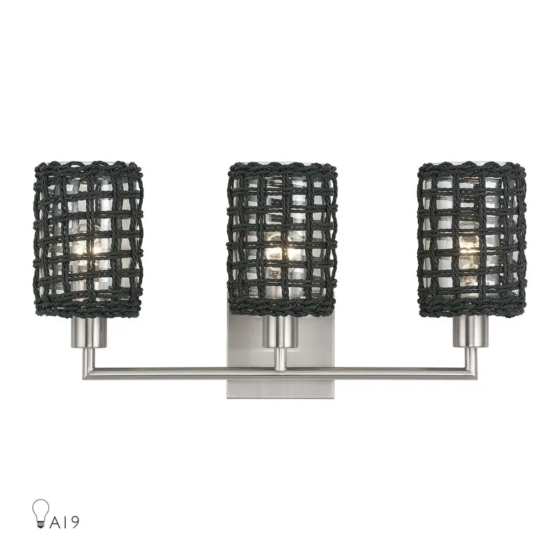 Twinewell Three Light Vanity Brushed Nickel