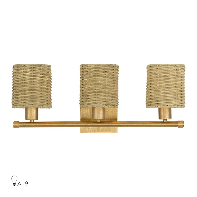 Weavington Three Light Vanity Antique Gold Leaf