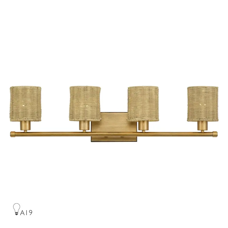 Weavington Four Light Vanity Antique Gold Leaf