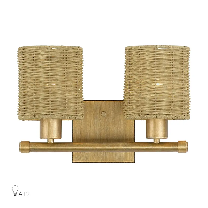 Weavington Two Light Vanity Antique Gold Leaf